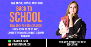 Purple Maximalist Yellow Back To School Digit Capa para evento do Facebook template