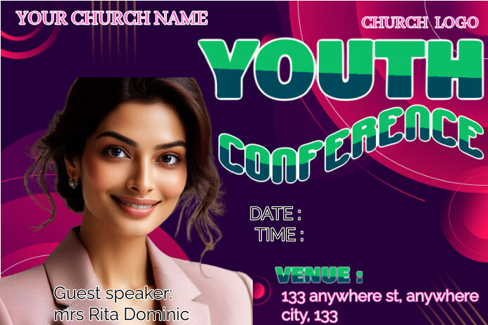 Purple Maximalist Youth Conference  Poster template