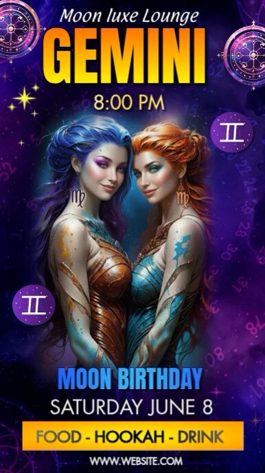 Copy of Purple Maximalist Zodiac Sign Gemini Poster | PosterMyWall