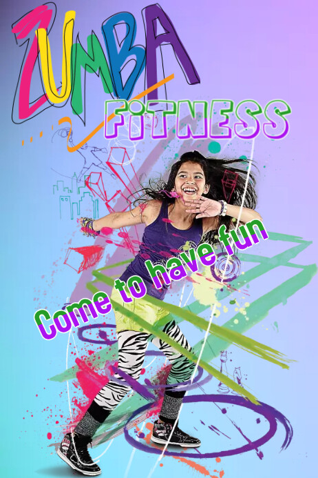 Purple Maximalist Zumba Fitness Poster Póster template