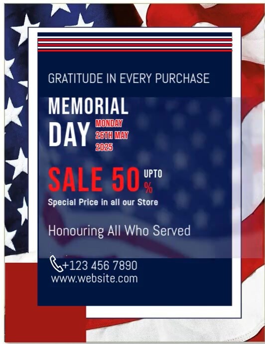 Purple Memorial Day Business Sign Flyer (us Letter) template