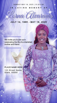 Purple Memorial Service Digital Display template