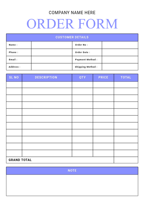 Purple Minimal Order Form Template | PosterMyWall