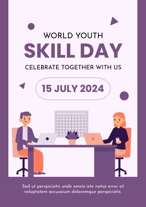 Purple Minimalist World Youth Skill Day Flyer Template | PosterMyWall