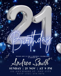 Purple 21st Birthday Celebration Instagram Portrait Template