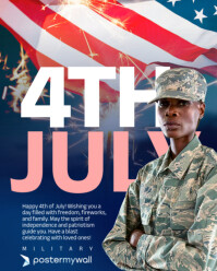 Purple Modern & Minimal 4th July Celebration Flyer  Instagram Portrait template