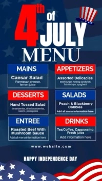 Purple Modern & Minimal 4th Of July Special Menu Fire Digital Display (9:16) template