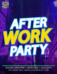 Purple Modern & Minimal After Work Party Pamflet (letter As) Flyer (US Letter) template