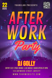 Purple Modern & Minimal After Work Party Poster template
