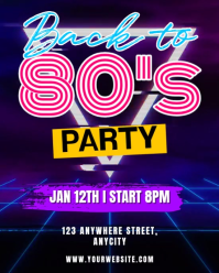 Purple Modern & Minimal Back To 80's Party Instagram Portrait template