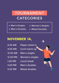 Purple Badminton Championship A4 Template - Page 2