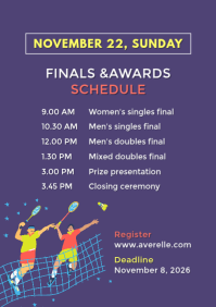 Purple Badminton Championship A4 Template - Page 4