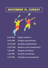 Purple Badminton Championship A4 Template - Page 3
