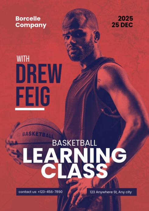 Purple Modern & Minimal Basketball Class A4 template