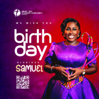 Purple Modern & Minimal Birthday Flyer  Instagram Post template