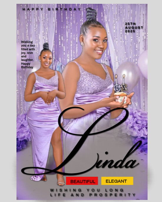 Purple Modern & Minimal Birthday Flyer Instagram Portrait template