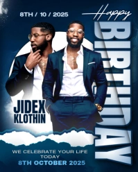 Purple Modern & Minimal Birthday Invitation Card Poster Instagram Portrait template