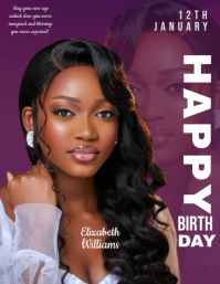 Purple Modern & Minimal Birthday Wishes Template  Flyer (us Letter)