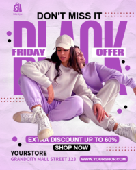 Purple Modern & Minimal Black Friday 60% Off Sale Instagram Portrait template