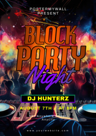 Purple Modern & Minimal Block Party Night A4 template