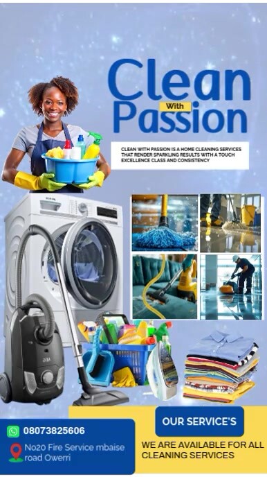 Purple Modern & Minimal Blue Background Cleaning Services Brand Flyers  Youtube Short template