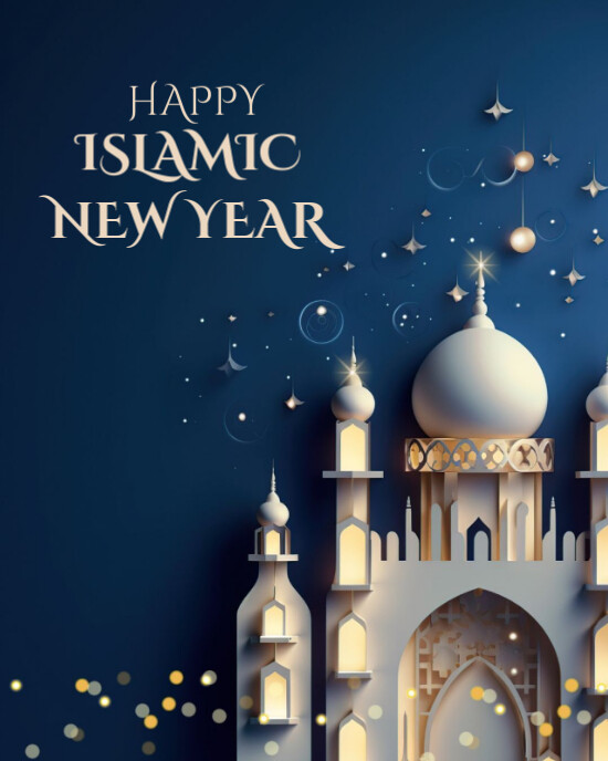 Purple Modern & Minimal Blue Gold And White Elegant Islamic New Year Instagram Post Instagram Portra template