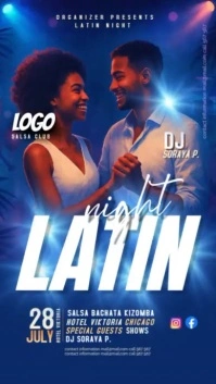 Purple Modern & Minimal Blue Light Dance Event Latin Instagram Story template