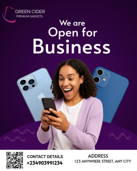 Purple Modern & Minimal Business Flyer Template Instagram Portrait ...