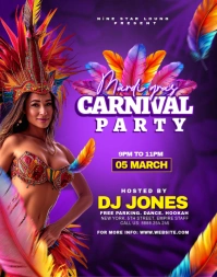 Purple Modern & Minimal Carnival Mardi Gras Party  Poster/wallboard Plakat/tablica ścienna template