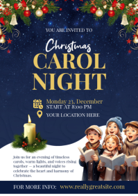 Purple Modern & Minimal Christmas Carol Night A1 template