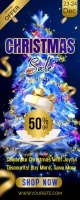 Purple Modern & Minimal Christmas Sale Video Roll Up Banner 2' × 5' template