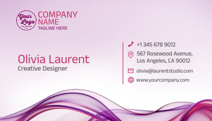 Purple Modern & Minimal Clean & Stylish Name Card Business Card template