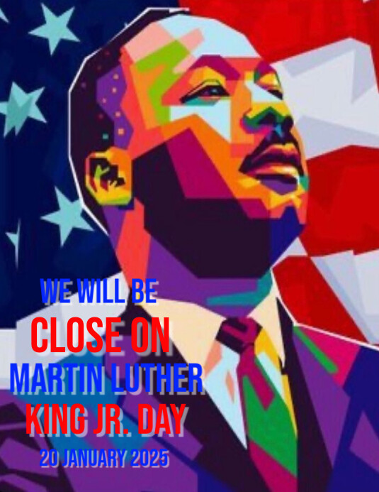 Purple Modern & Minimal Close For Martin Luther King Jr Day Flyer (us ...