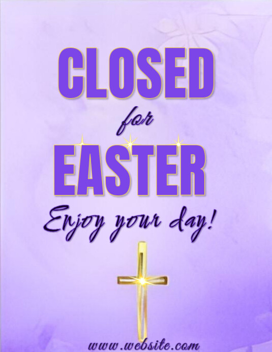 Purple Modern & Minimal Closed For Easter Holiday Announcement Flyer (us Letter) Pamflet (Letter AS) template