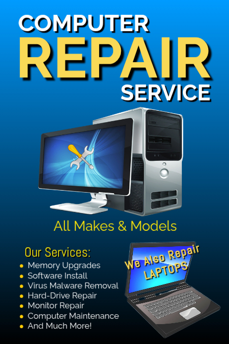 Purple Modern & Minimal Computer Laptop Repai Template | PosterMyWall