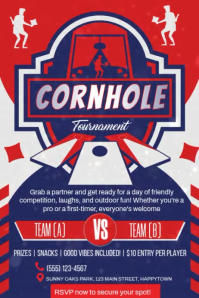 Purple Modern & Minimal Cornhole Tournament Poster โปสเตอร์ template