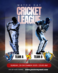 Purple Modern & Minimal Cricket Match Day Instagram Portrait template