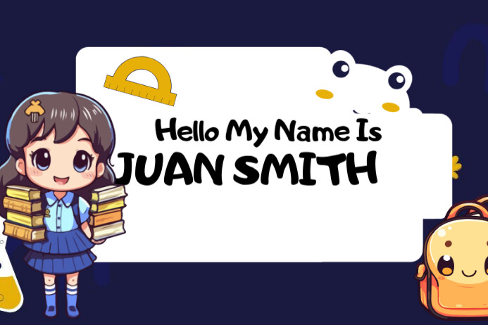 Purple Modern & Minimal Customizable School Name Tag, Poster template