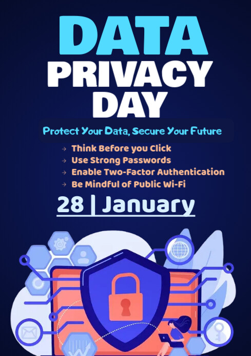 Purple Modern & Minimal Data Privacy Day A2 template