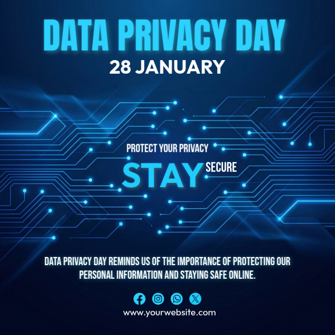 Privacy Post Graphics Purple Modern & Minimal Data Privacy Day Instagram Post Template ...