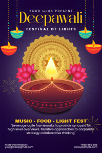 Purple Diwali Festival Celebration Poster Template