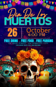 Purple Modern & Minimal Dia De Los Muertos Tabloid template