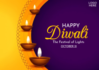 Purple Modern & Minimal Diwali  Postcard Postal template