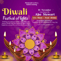 Purple Modern & Minimal Diwali Square (1:1) template