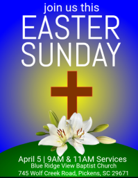 Purple Modern & Minimal Easter Sunday Service Flyer Volante (Carta US) template