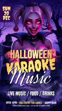 Purple Modern & Minimal Editable Halloween Party  Digital Display (9:16) template