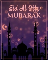 Purple Modern & Minimal Eid Al Fitr Mubarak Instagram Portrait template