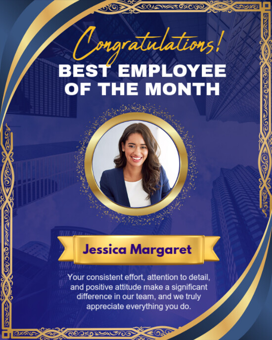 Purple Modern & Minimal Employee Of The Month Instagram Portrait template