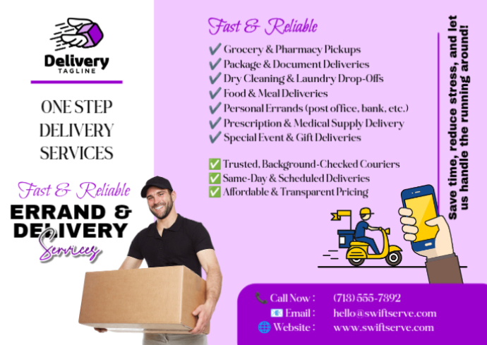 Errand And Delivery Services A6 Template | PosterMyWall