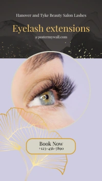 Purple Modern & Minimal Eyelash Extensions In เรื่องราวบน Instagram template